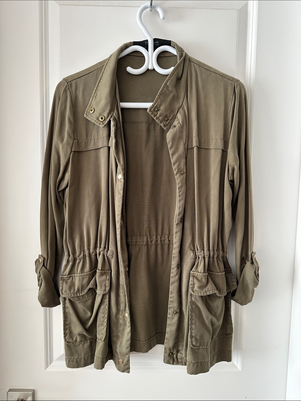 Zara Olive Utility Drawstring Jacket - Women